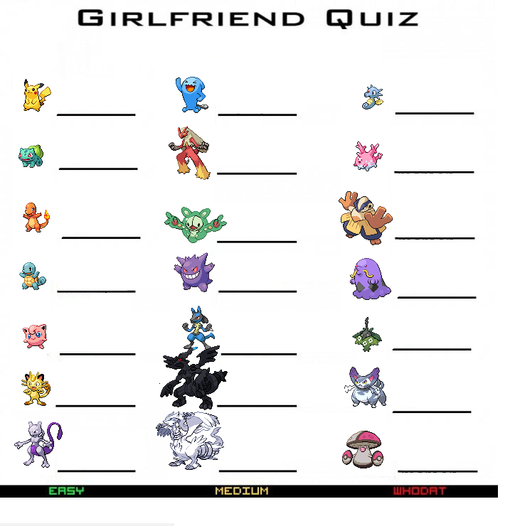 Pokemon Girlfriend Quiz Pokemon Know Your Meme