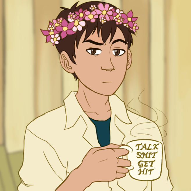 flower crown | Shinji Holding a Mug | Know Your Meme