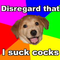 Disregard that, I suck cocks