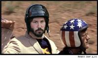 Sad Keanu in a Helmet