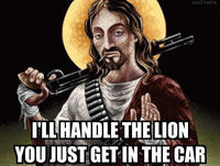 JESUS CHRIST IT'S A LION GET IN THE CAR!