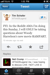 Woody Harrelson Reddit AMA