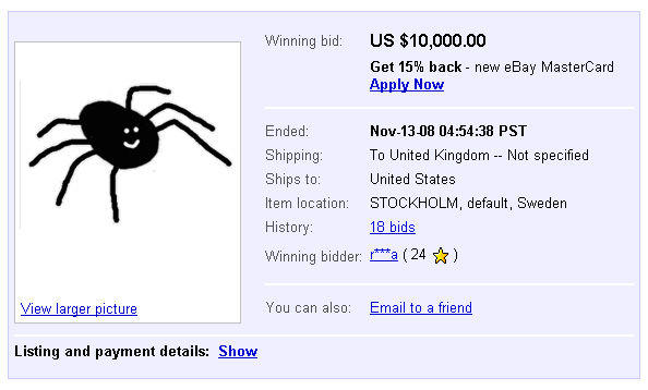 Paying Bills with Spider Drawings (Seven-Legged Spider)