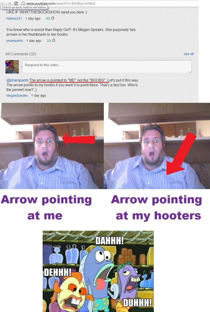 MeganSpeaks Lies About Boob-Pointing Arrow