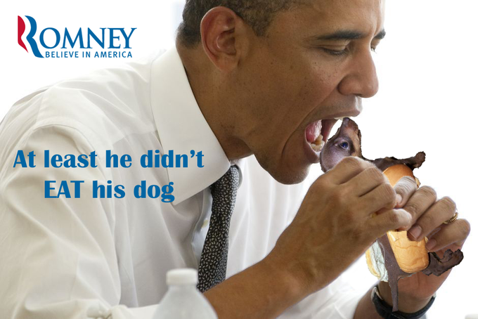 Obama Eating a Dog Sandwich