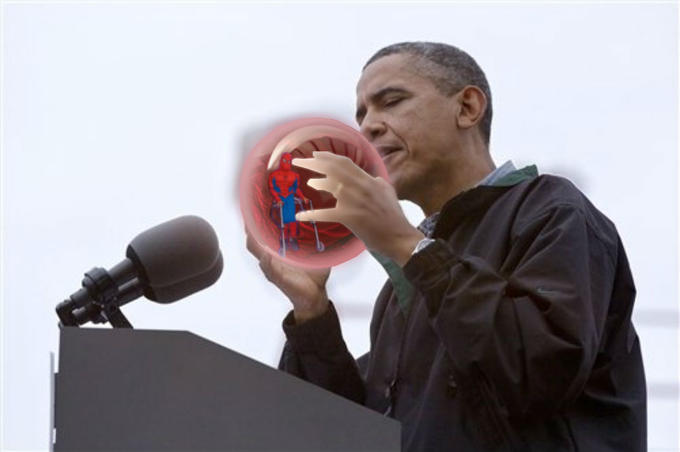 crippled spidey in obama's crystal ball