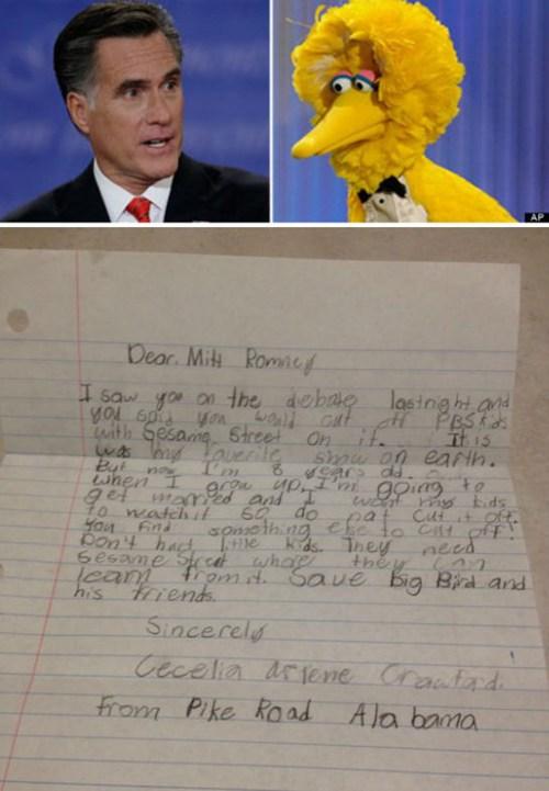 Note to Romney From 8 Year Old Girl