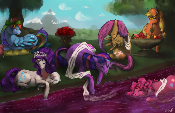 in the gardens there is a river of wine