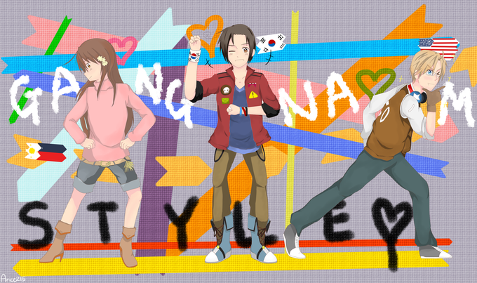 Hetalia: Gangam Style(Ft: South Korea, USA, Philippines)