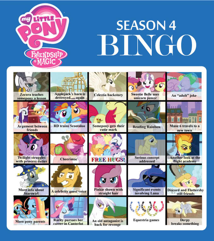Season 4 Bingo Chart 1.2 | My Little Pony: Friendship is Magic | Know ...