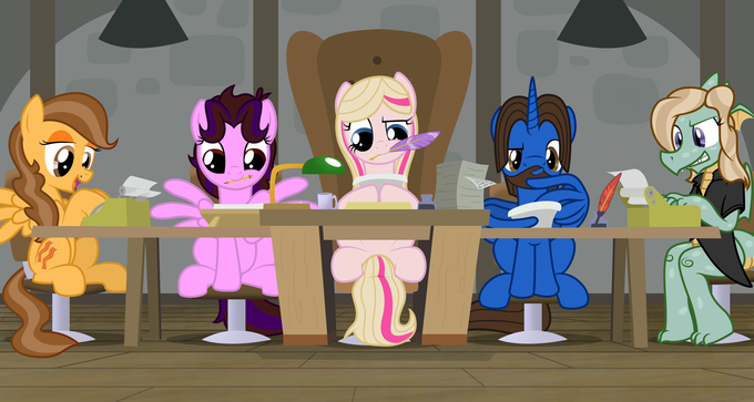 The Writers - Gift art for MLPFIM writers at Unicon writers panel