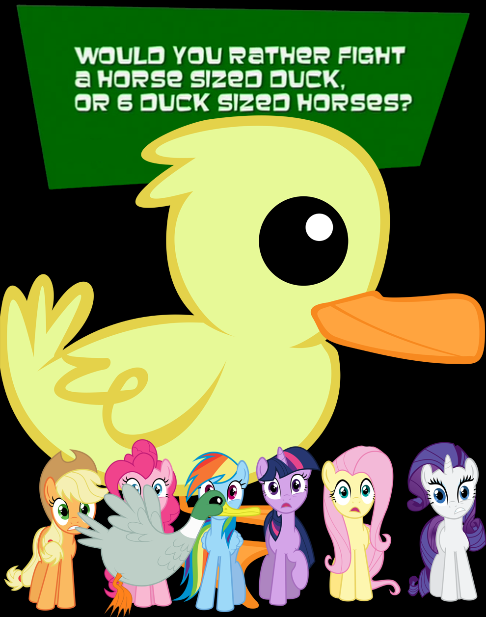 Would you rather fight a horse sized duck or 6 duck sized horses? My