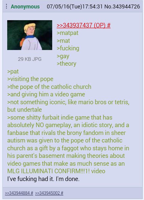 4chan | "Why I Gave The Pope Undertale" | Know Your Meme