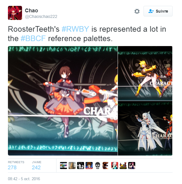 RoosterTeeth's RWBY is represented a lot in the Blazblue: Central